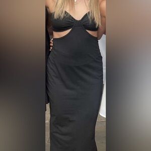 Black midi dress with cut-outs